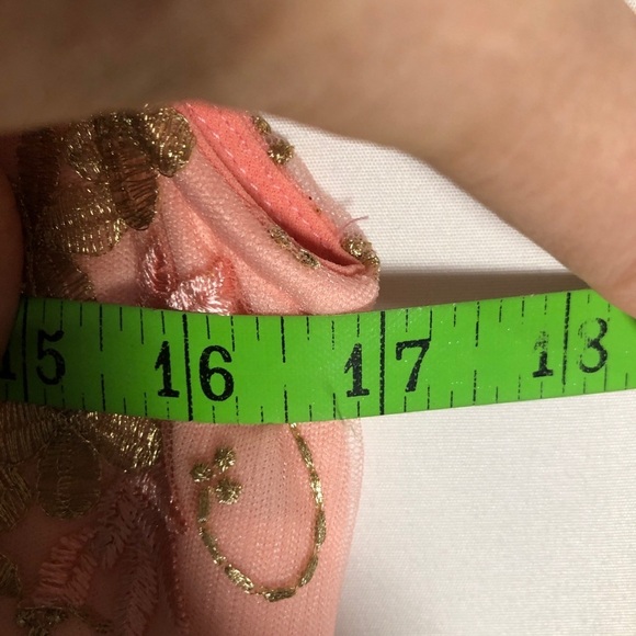 Woman’s Peach Floor Length Dress. Embellished Top. Size L - Picture 3 of 7